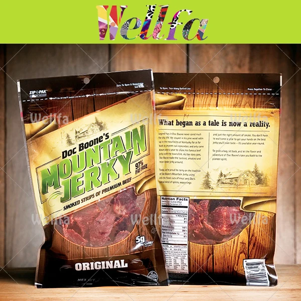 Custom Printed Heat Seal Plastic Bag For Beef Jerky Packaging With