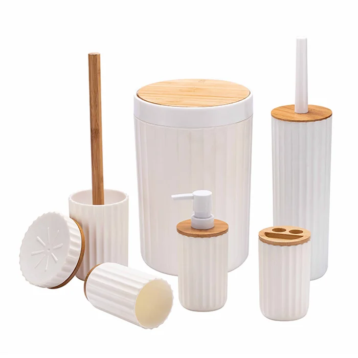 Factory Wholesale 6 Piece Bamboo Plastic Bathroom Accessories Bath ...