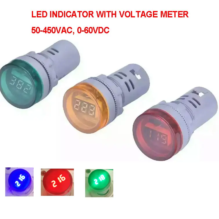 22mm AD16-22DSV AC 60-500V LED Voltmeter Voltage Meter Indicator Pilot LigJB
