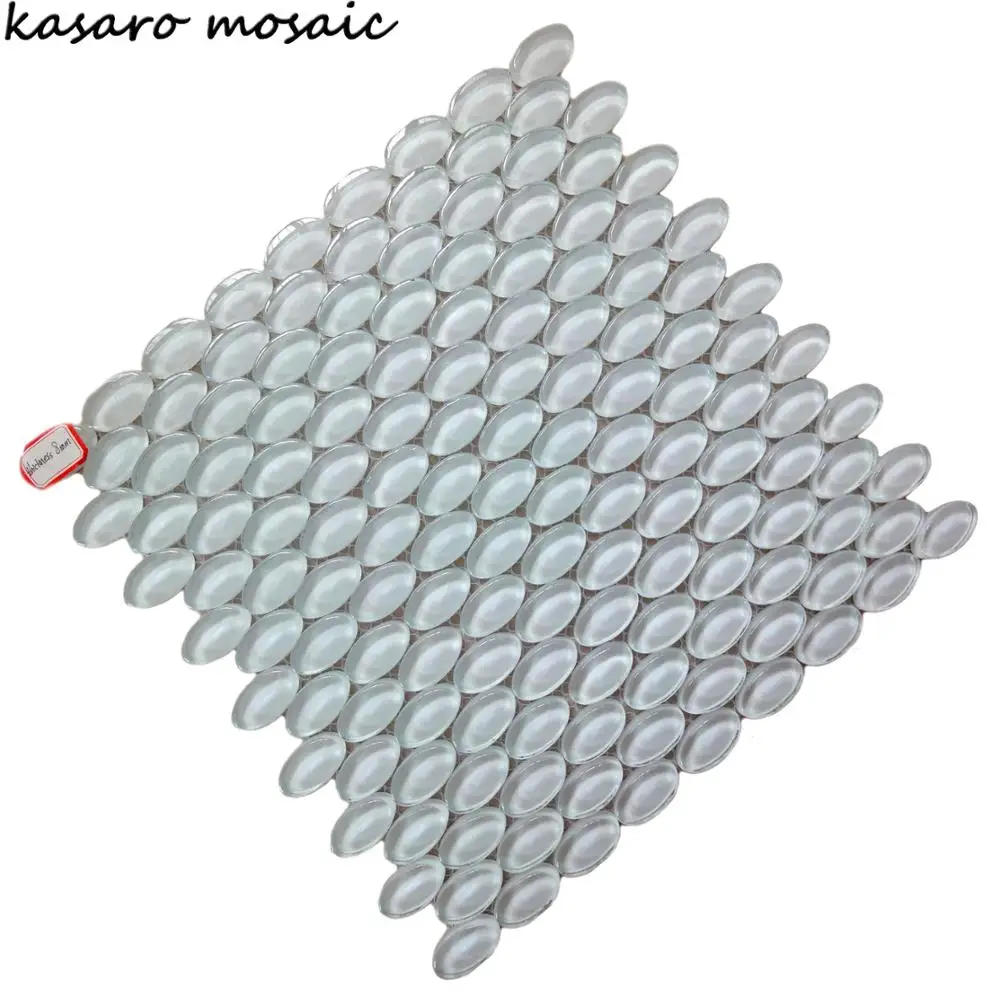 Clear Glass Pebbles, Oval White Pebble Tile, White Pebble Mosaic (KG20130025)