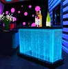 Commercial restaurant hotel reception luminous furniture acrylic led bar table with swirl water bubble
