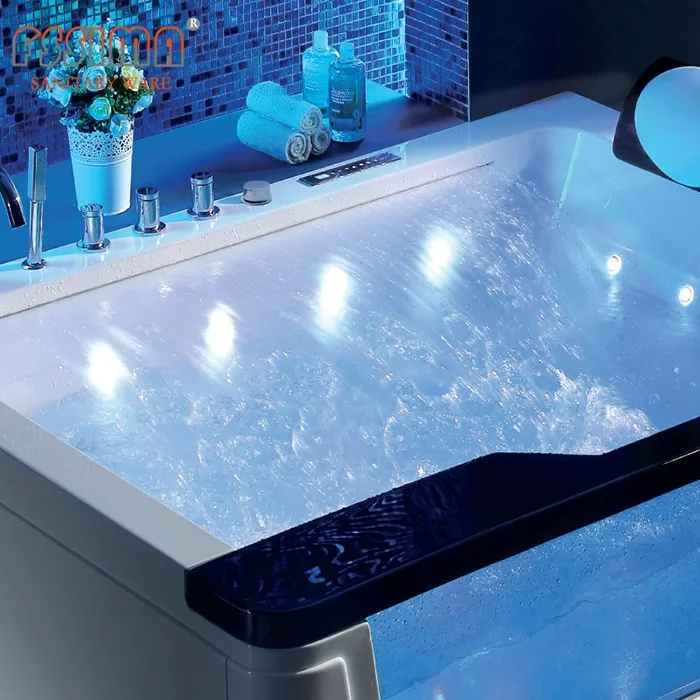 Waterfall Tub Led Air Bubble Jet Bathtub Spa Bathtub 2 Person Whirlpool