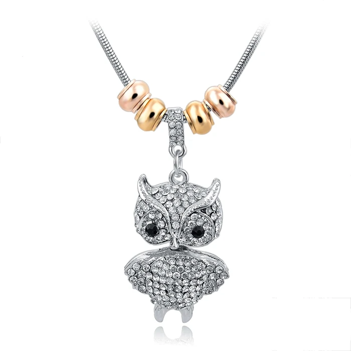 Fashion Jewelry Necklace Rhinestones Silver Color Bear Pendant Necklace