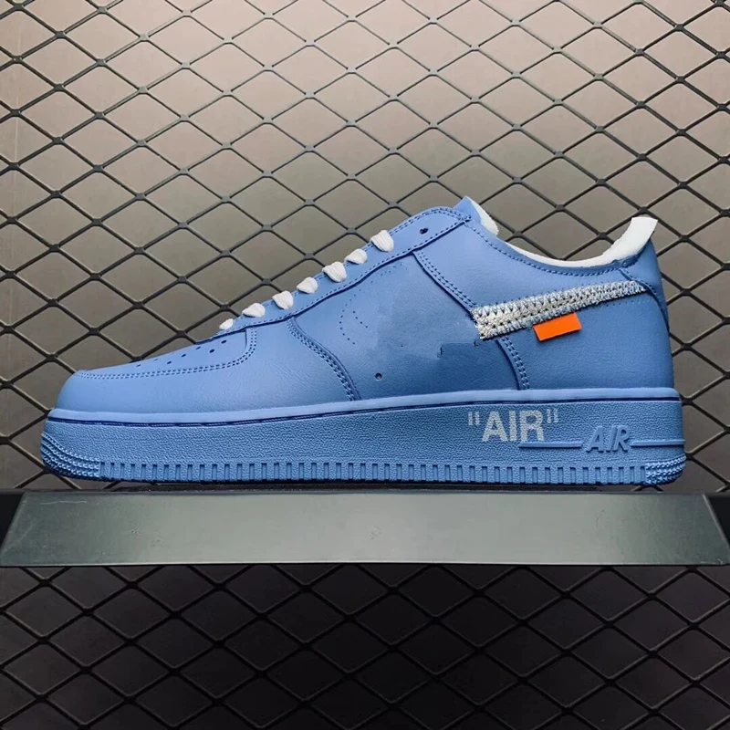 High Quality Genuine Leather offwhite x Airforce1  MCA Blue Chicago Low Sneakers OW Air Retro  AF1 Fashion Shoes
