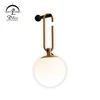 Retro loft industrial style iron glass round white led wall lamp for shop