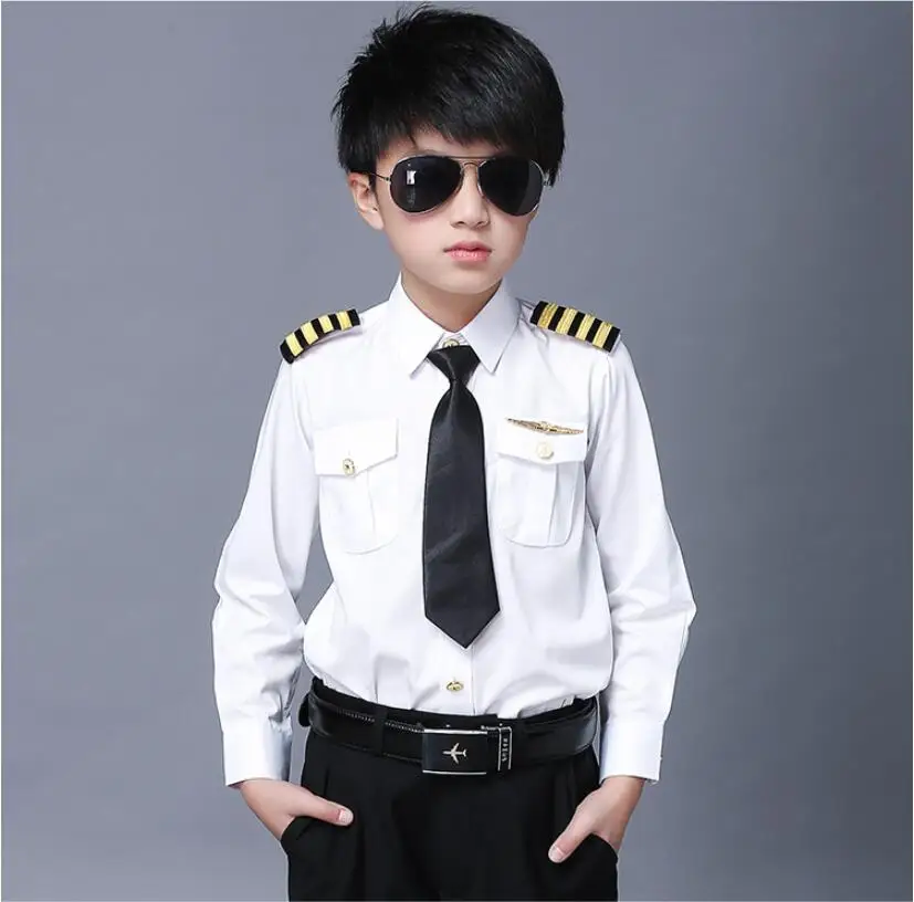 Children's Flight Airline Pilot Uniform Dress Shirt - Buy High Quality ...