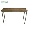 Console table with solid pinewood fluted top and iron frame