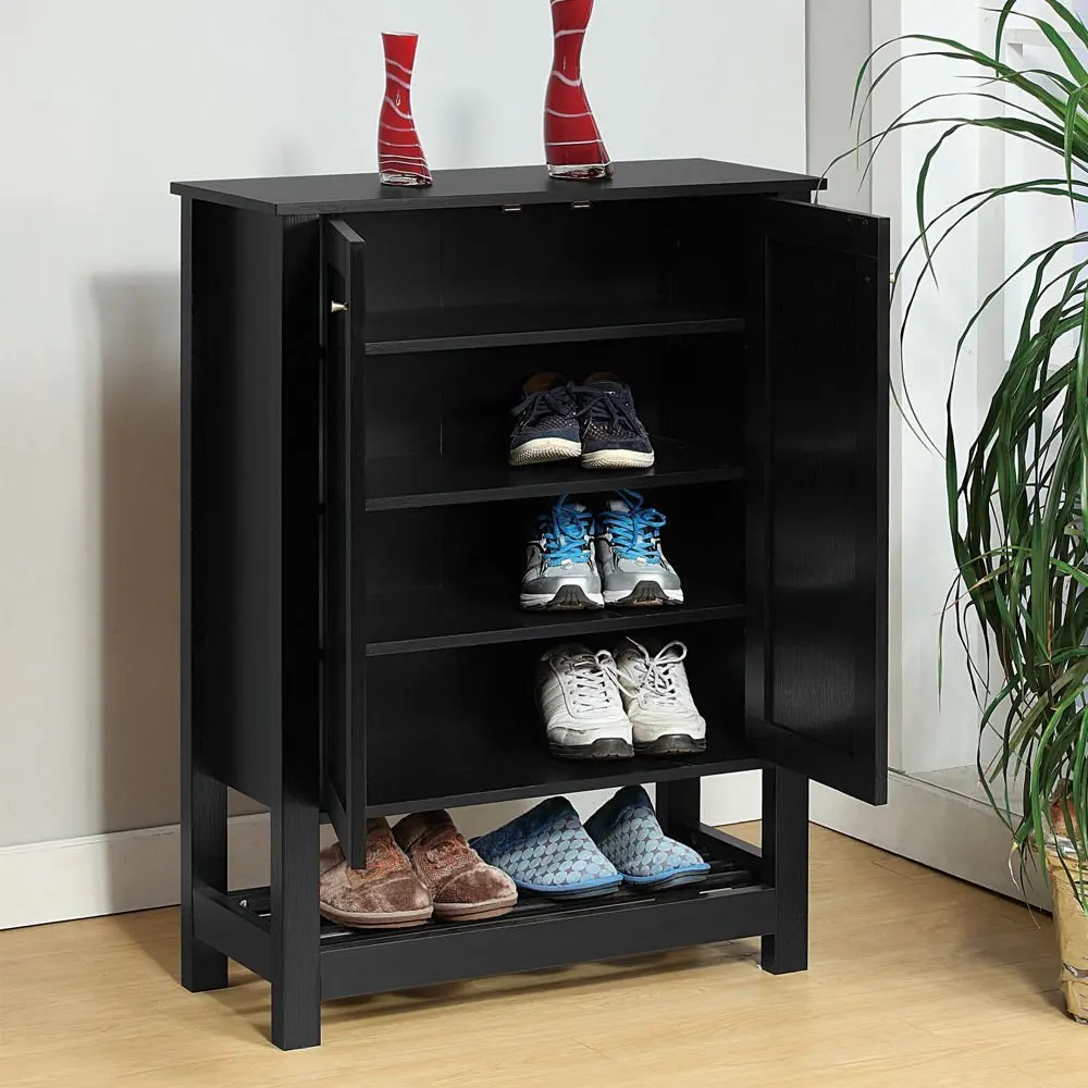 Buy 1perfectchoice Shoe Storage Cabinet Organizer Rack Shelf Closet Doors Bottom Shelf Wood Black In Cheap Price On Alibaba Com