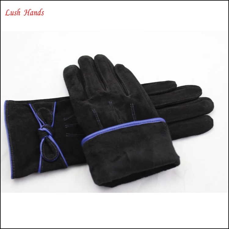 pigsuede genuine leather glove women cheap hand gloves