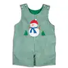 Snowman Christmas Trees Green Gingham Green Lining Baby Boys Romper