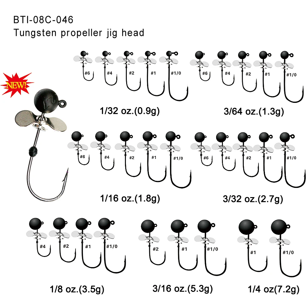 Tungsten Fishing Weight Tungsten Propeller Jig Head 08c-046 Bass ...