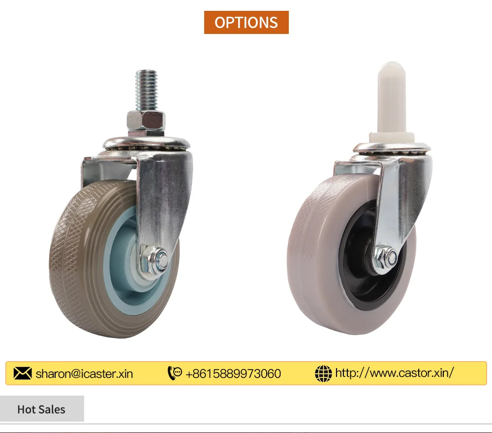 3 Inch M6 M8 M10 Threaded Screw Stem Swivel Caster Wheels Industrial