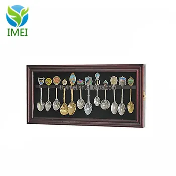 12 Souvenir Spoon Display Case Rack Cabinet Holder Shadow Box Real Glass Door Wall Mount Mahogany Finish Imei18105 Buy Spoon Display Case Rack