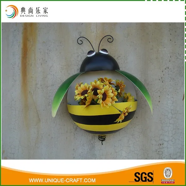 2017 bee shape wall planter metal flower pots for garden