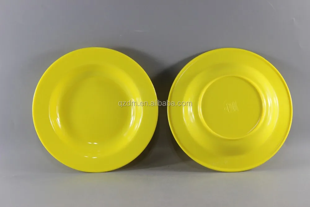 Solid Melamine Deep Plate/Yellow Plastic Soup Plate Height 3cm