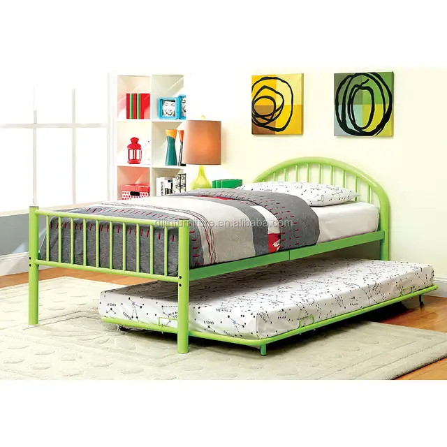hot sale metal single bed trundle bed with metal slats