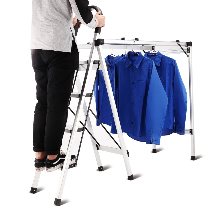 Fold Up And Easy To Store Household Aluminum Step Ladder With Clothes
