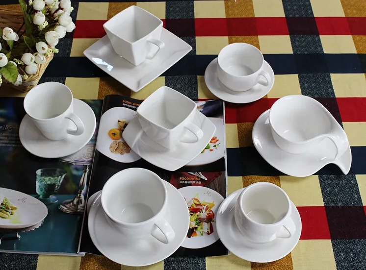 Square,Round Ceramic Coffee Cup Set,Ceramic/porcelain Coffee Cup And