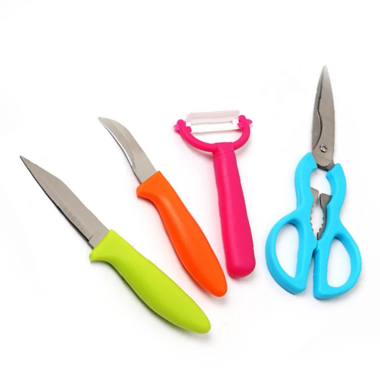  Amazon Hot Selling Stock OEM Promotion   Blister Stainless Steel Color Kitchen Knife with   Fruit Knife