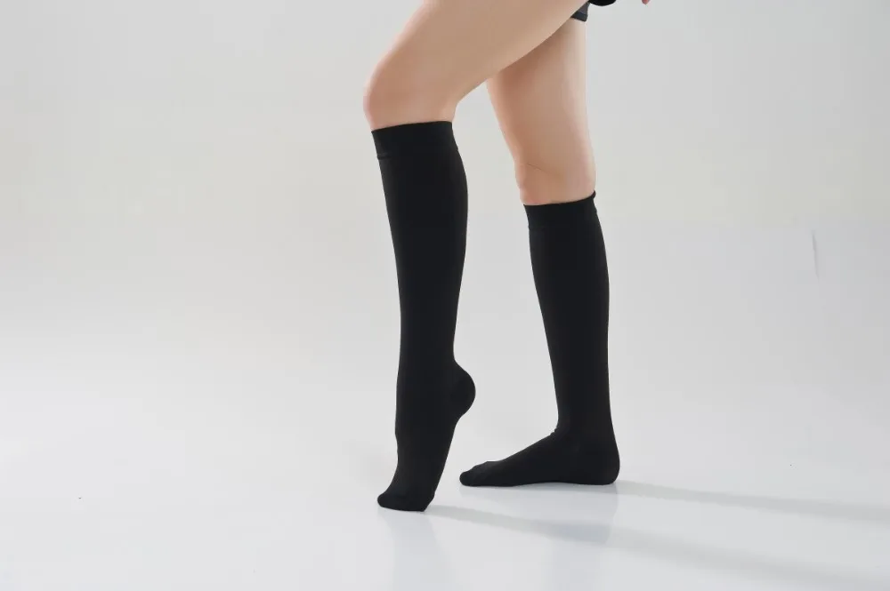 Women Sexy Silk Black/beige/customized Color Knee High Tube Compression ...