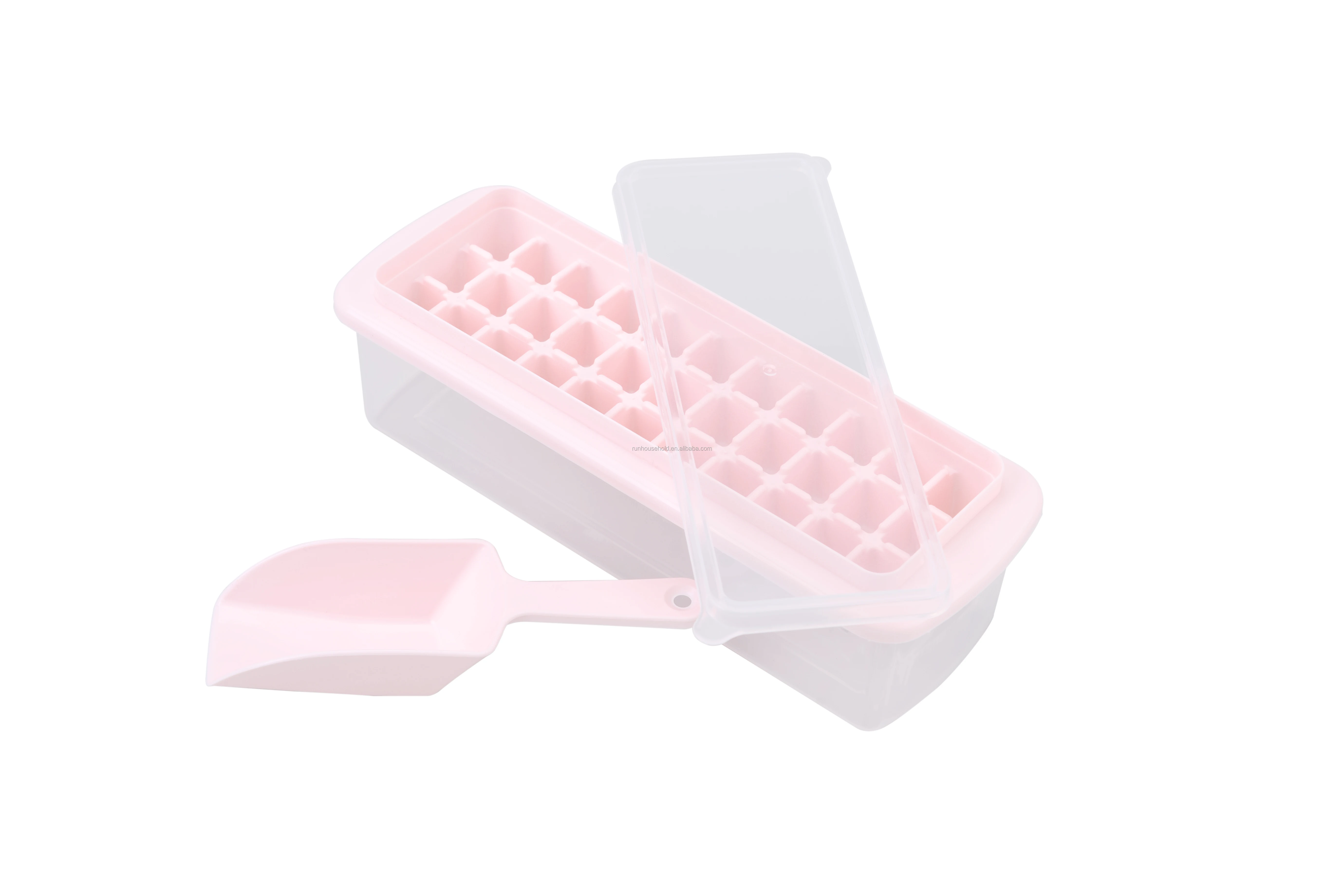 Ice Cube Tray Storage Box With Spill Resistant Lid,Ice Scoop 12 33 77