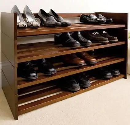 long wooden shoe rack