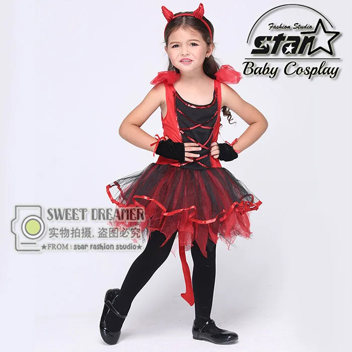 Baby Girl Red and Black Devil font b Dress b font Naughty Little Demon Party font
