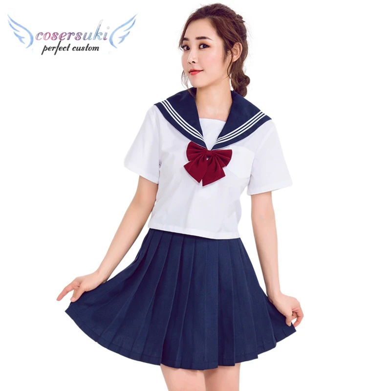 Adult Navy Sailor Stage Dress Blue Split Class Uniform School Uniform ...