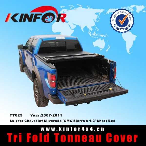 Rugged Tri Fold Tonneau Cover For Silverado Gmc Sierra 6 1 2 Short Bed Year 2007 2011 Buy Rugged Tri Fold Tonneau Cover Truck Bed Soft Camper Shells Fit Colorado Short Bed Tonneau Cover Product