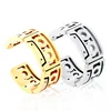 Yiwu Factory Direct Sale Europe and America Hiphop Titanium Steel Open Mouth Tape Shape Ring