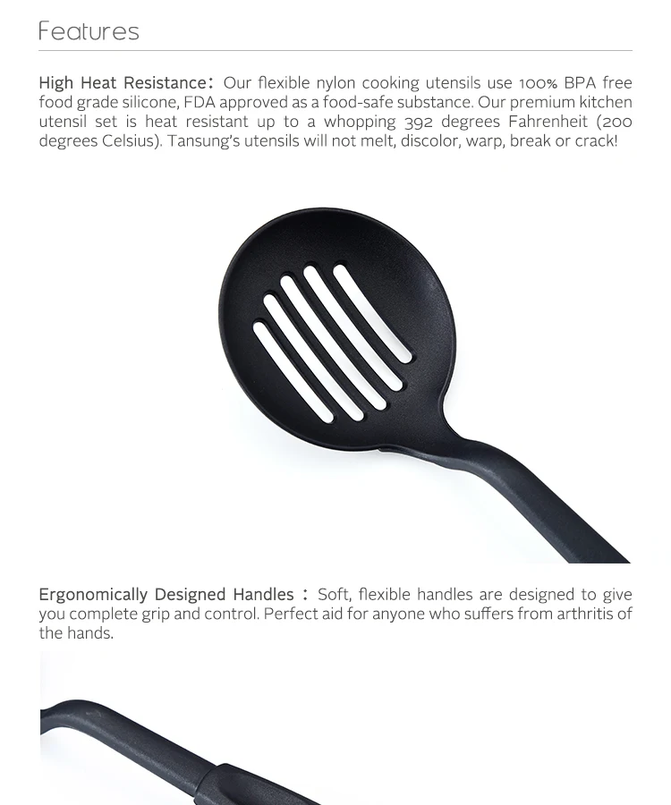 Chinese Kitchen Utensil Set 6 Piece Nylon Cooking Utensils With Pp