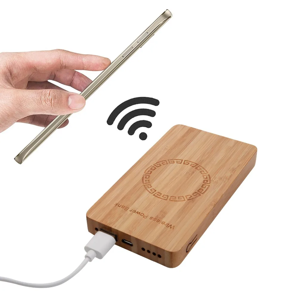 Ultra Slim Desktop Mobile Phone Qi Fast Bamboo Powerbank Wireless ...