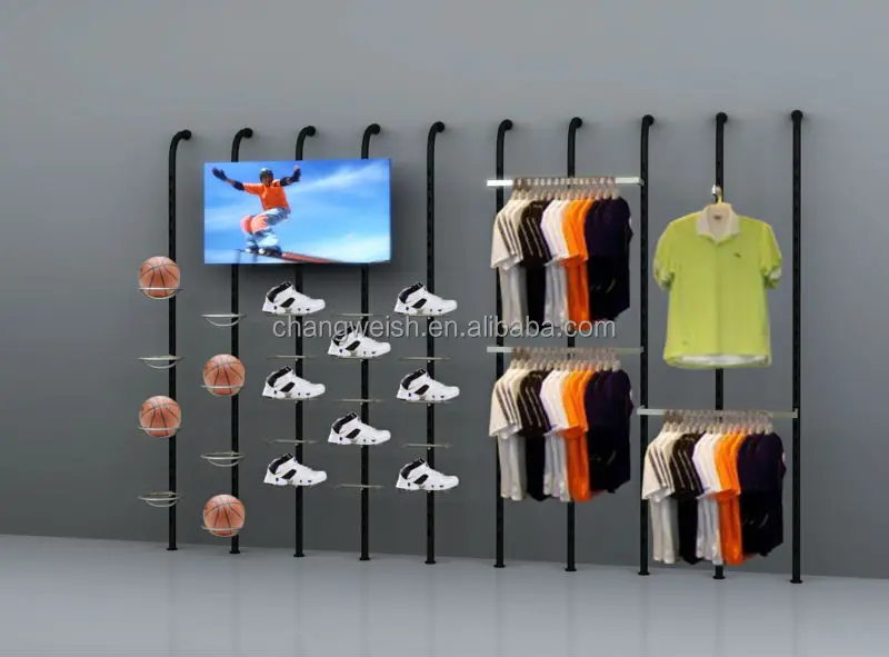 Retail Clothes Sports Shop Display Perfect Design Cool Hanger Rack Retail Clothes Sports Shop Display Perfect Design Cool Hanger Rack