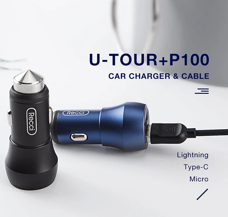 Recci U-Tour double ports dual usb mobile car phone charger