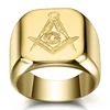 Gold Plated Stainless Steel Ring For Man Stainless Steel Jewelry Type Masonic Ring