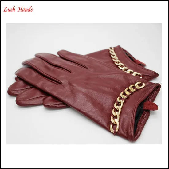 New Womens Ladies Lined Soft Genuine Leather Winter Driving Dress RED Gloves