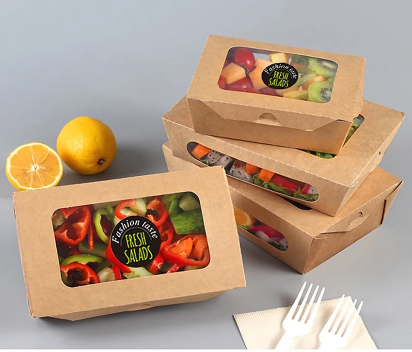 Kraft Paper Fruit Salad Box With Window Buy Fruit Salad Box,Kraft
