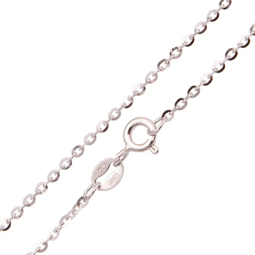 GEM-inside 925 Sterling Silver 0.6MM Rolo Round Cable Chain Princess Necklace (40CM) 16"