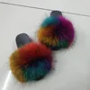 Custom Color Women Sandals Adult Real Raccoon Slippers Big Fur Slides