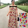 S121 Queency Leaves Pattern Printed 100% Polyester Silk Stretch Satin Fabric