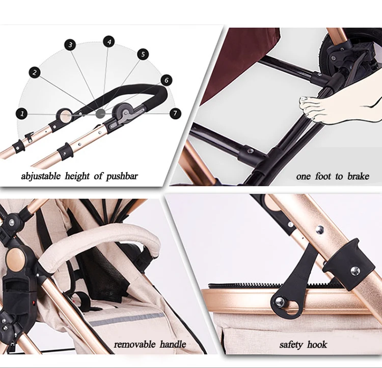 Baby Stroller 3 In 1 For 0-3 Years Baby Prams With Removable Shopping Basket