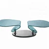Flexible smart modern design hot bent glass coffee table with swivel function bent glass coffee table