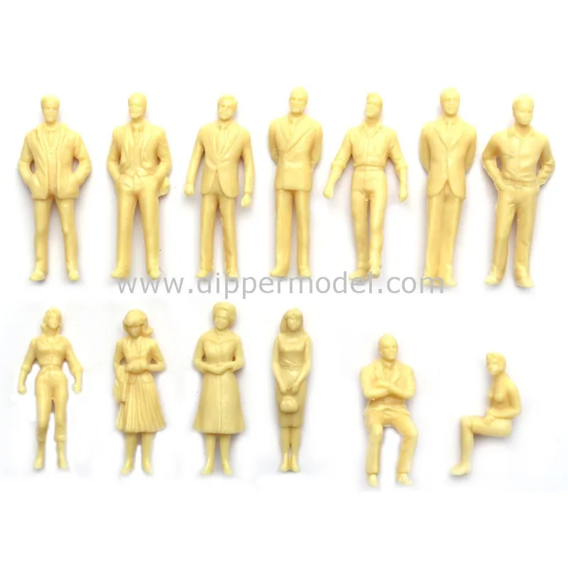 Échelle 1:75 100 Pièces Modèle de Figurines de Personnes Trains Architectural Figurines de Personnes en Plastique Petit Personnes Assises et Debout pour Scènes Miniatures 