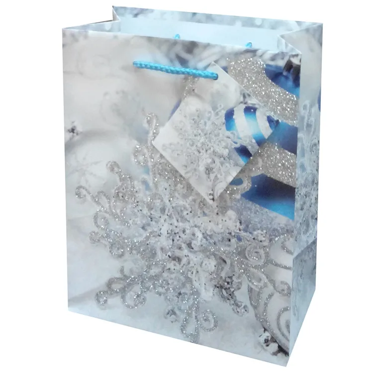 Custom Logo Printing Handmade Foldable Lovely Natrual Blue Paper Chocolate Gift Bags