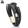 Wholesale Factory Fashion Gold Color Magnetic Clasps Bracelet Black Braided Mens Leather Bracelet