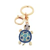 Personalized New Fashion Cute Lovely Design Gold Plate Crystal Turtle Charms Key Ring For Women Bags