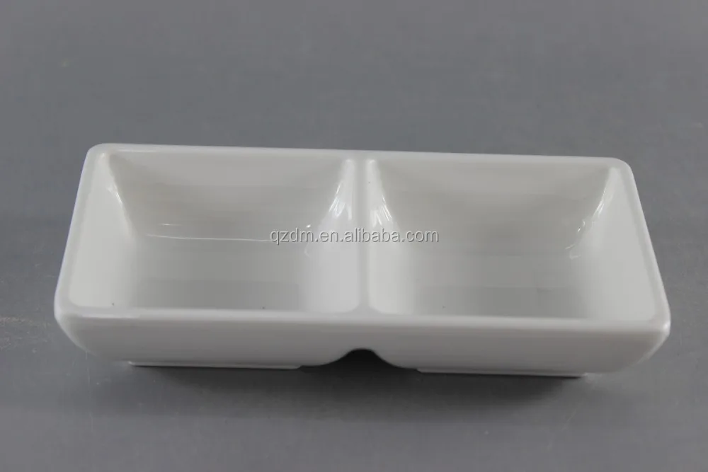 White Melamine Section Plate/Plastic Divided 2 Section Plate