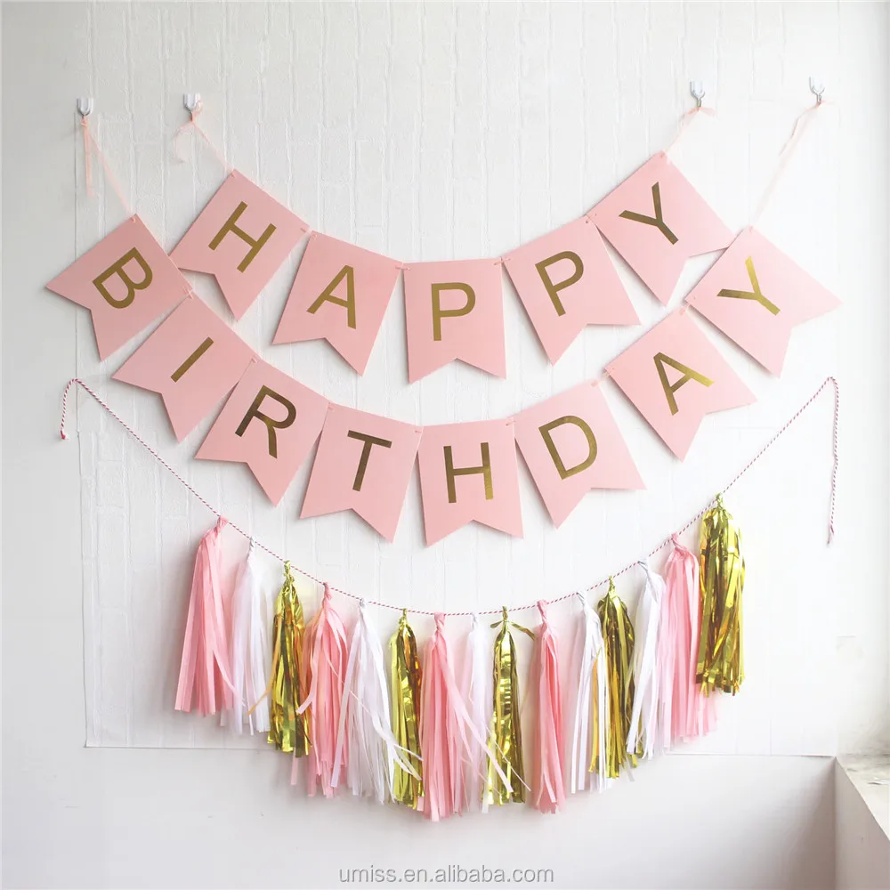  Happy  Birthday  Banner Kit Bunting Garlands Tissue Paper 