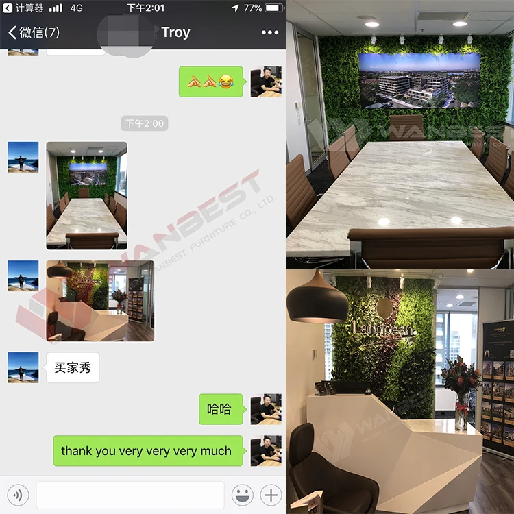 New Office Foyer Designs White And Red Artificial Marble Solid