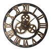 Retro vintage wooden gear wall clock